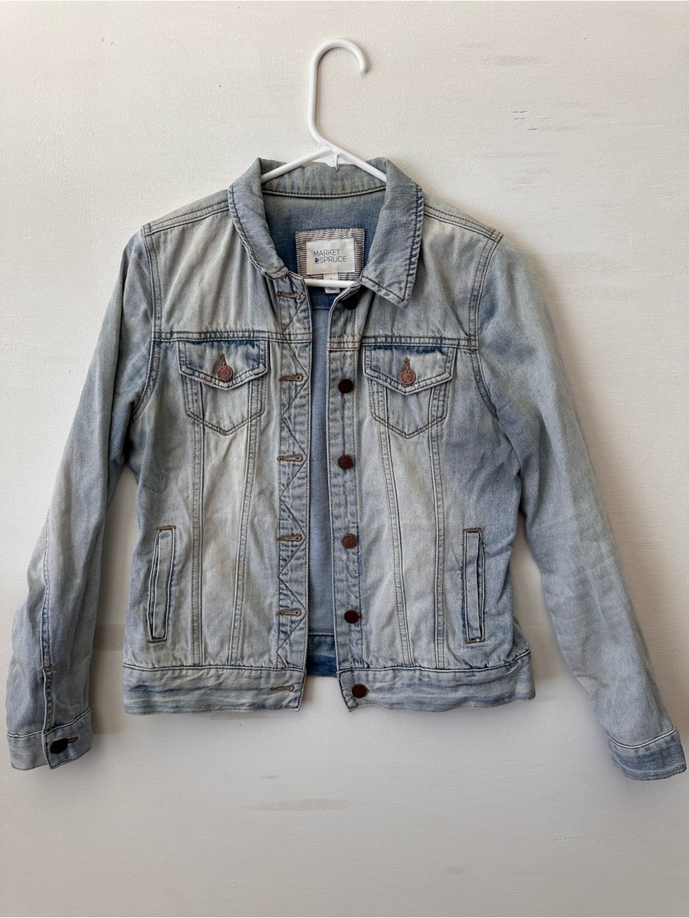 Market & Spruce Washed Denim Jacket in Faded Blue